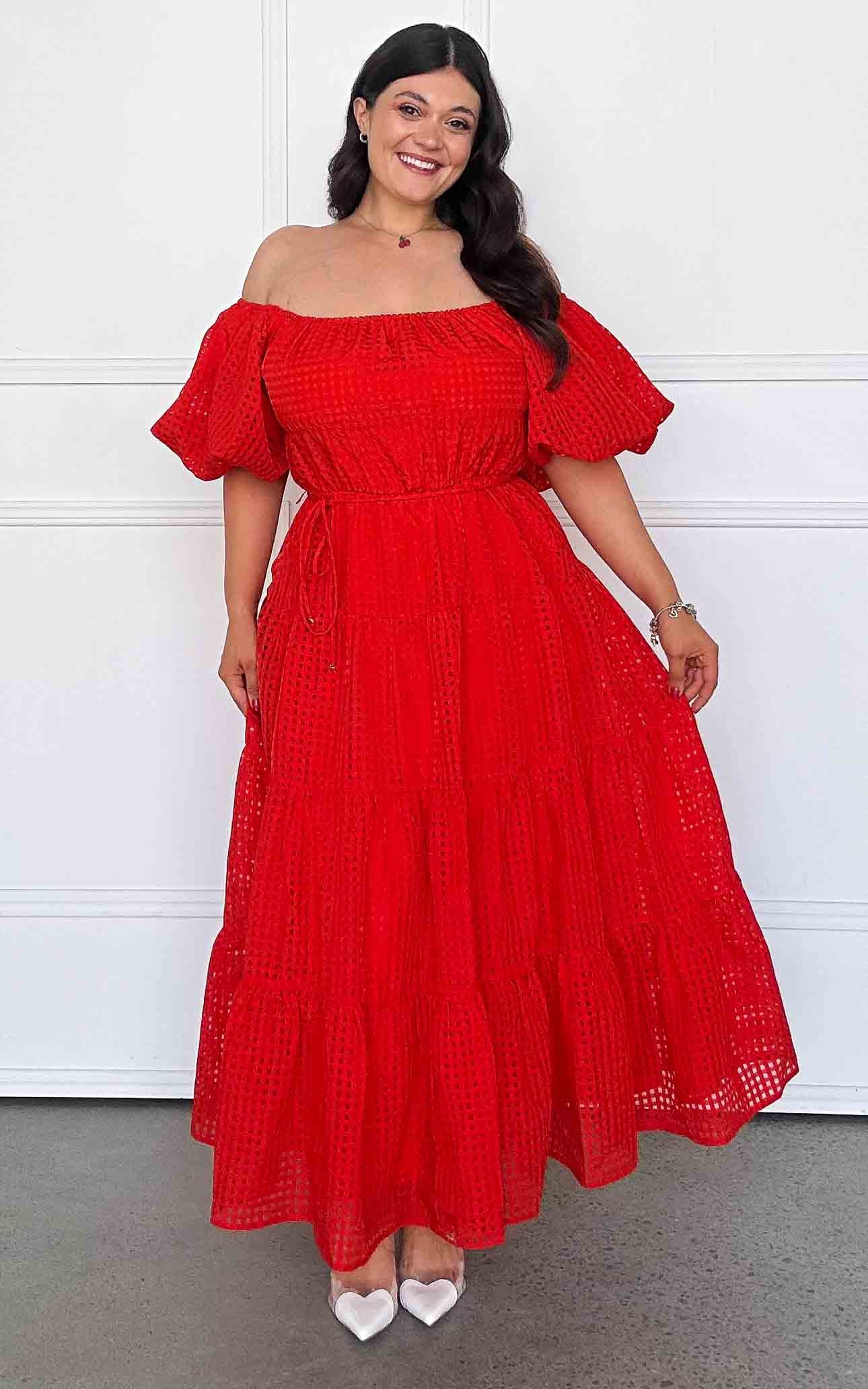 Zanetti Maxi Dress - Red Check Organza