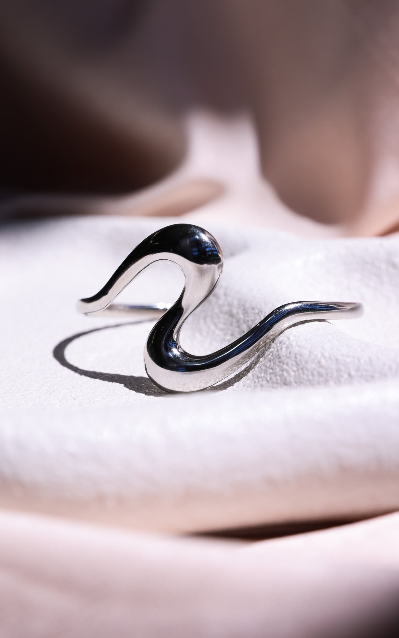 Zantali Cuff Bangle - Silver Geo Wave