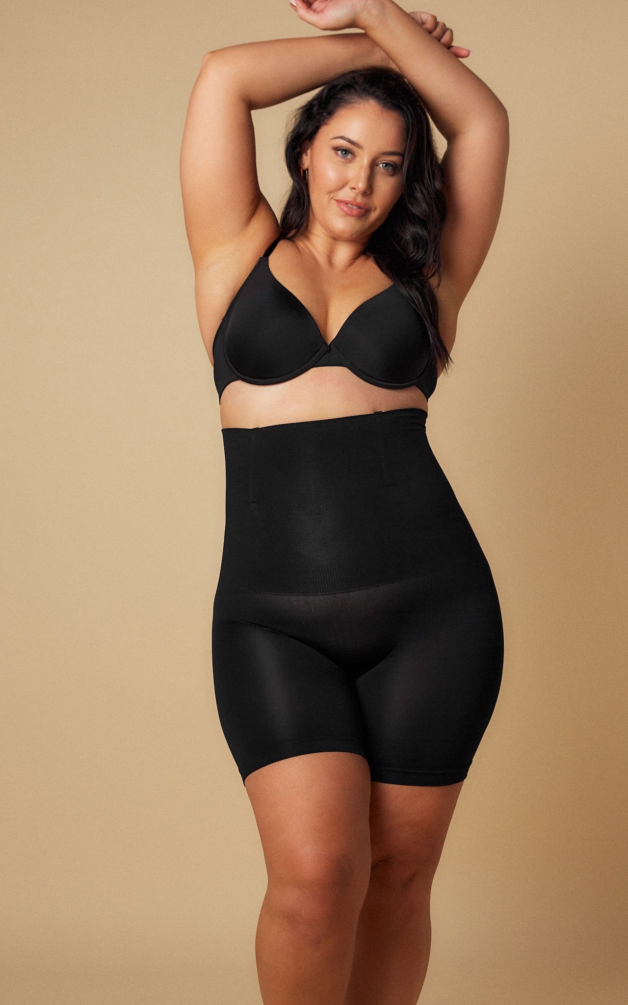 Zaria High Waisted Boning Shapewear Control Shorts - Black