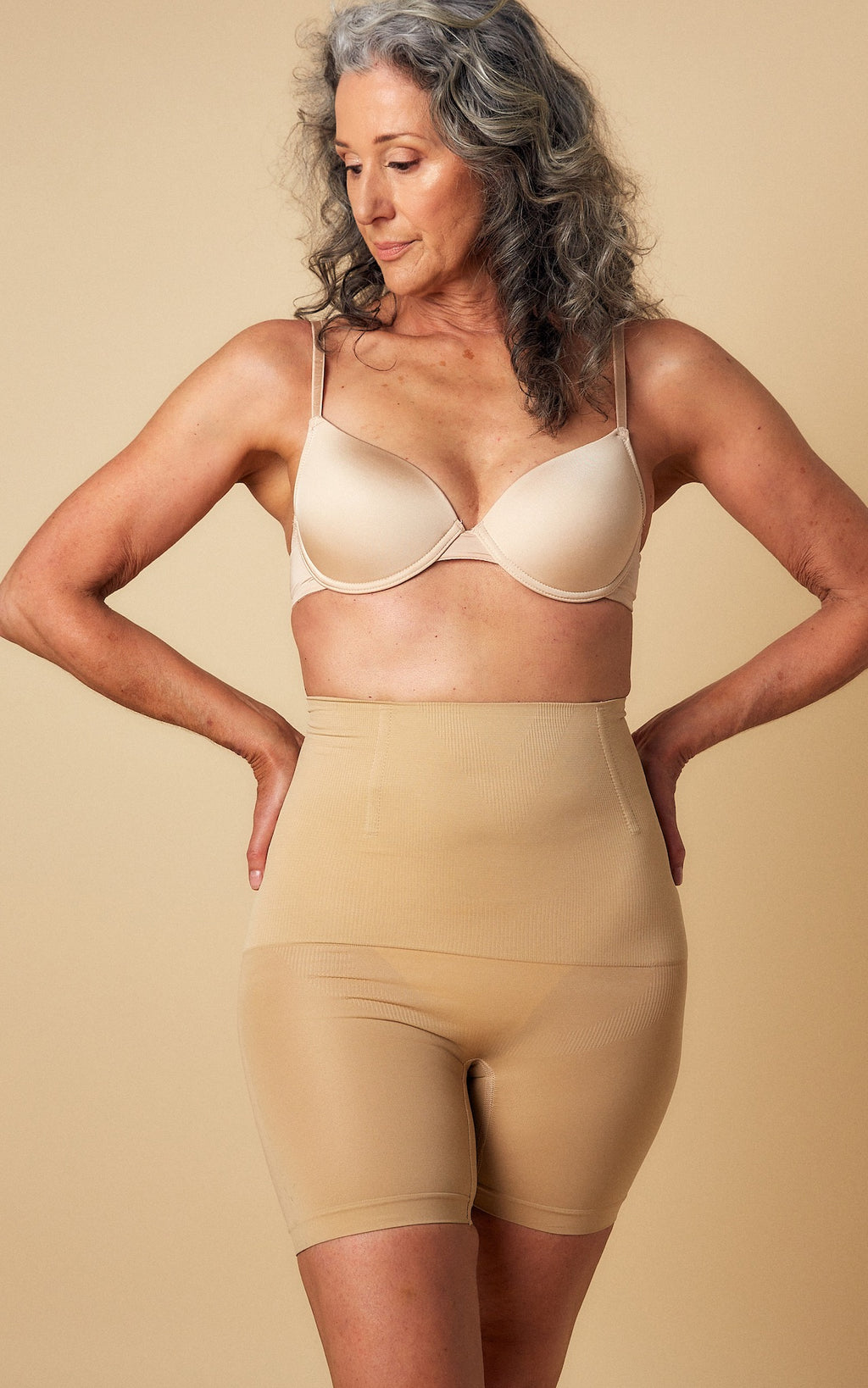 Zaria High Waisted Boning Shapewear Control Shorts - Warm Nude