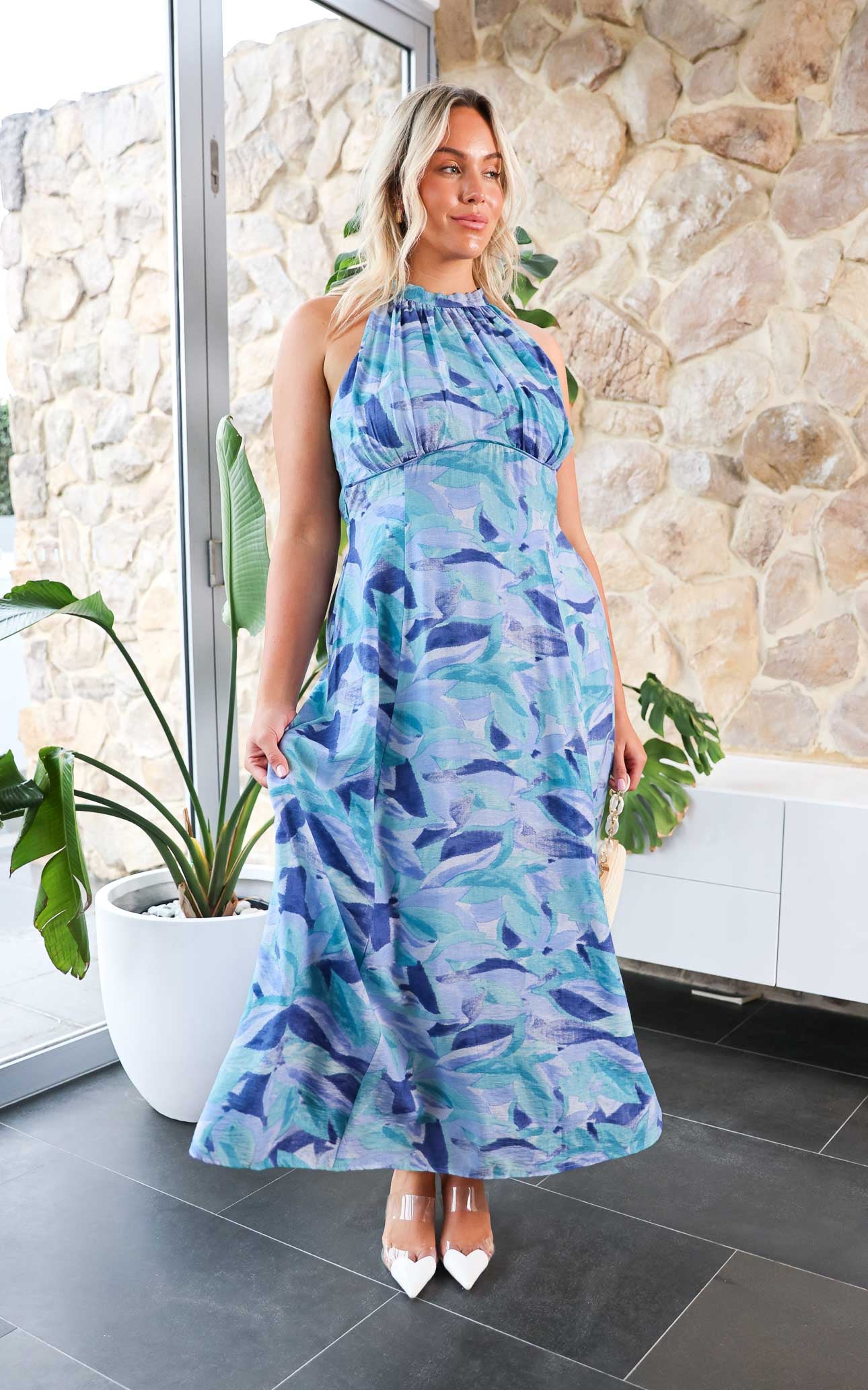 Zariko Maxi Dress - Blue Multi Print