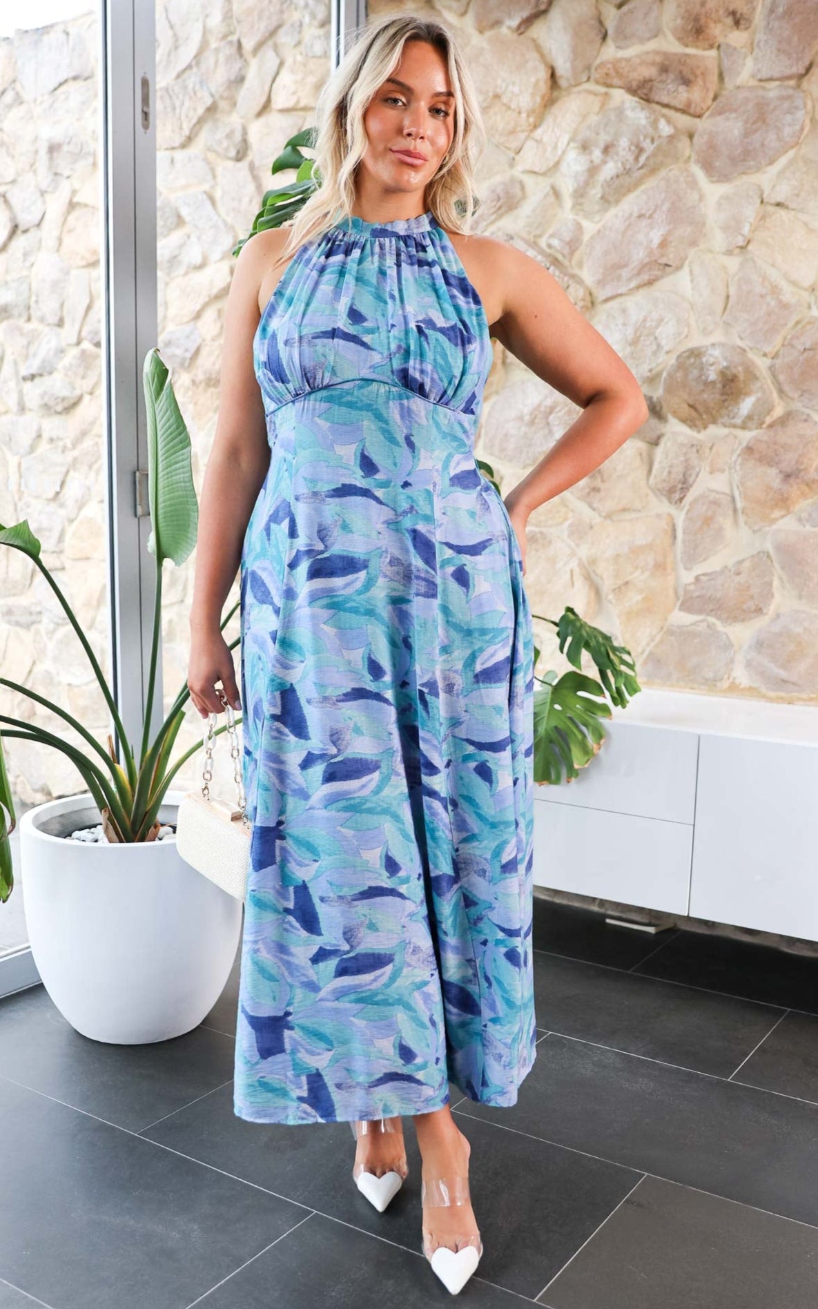 Zariko Maxi Dress - Blue Multi Print