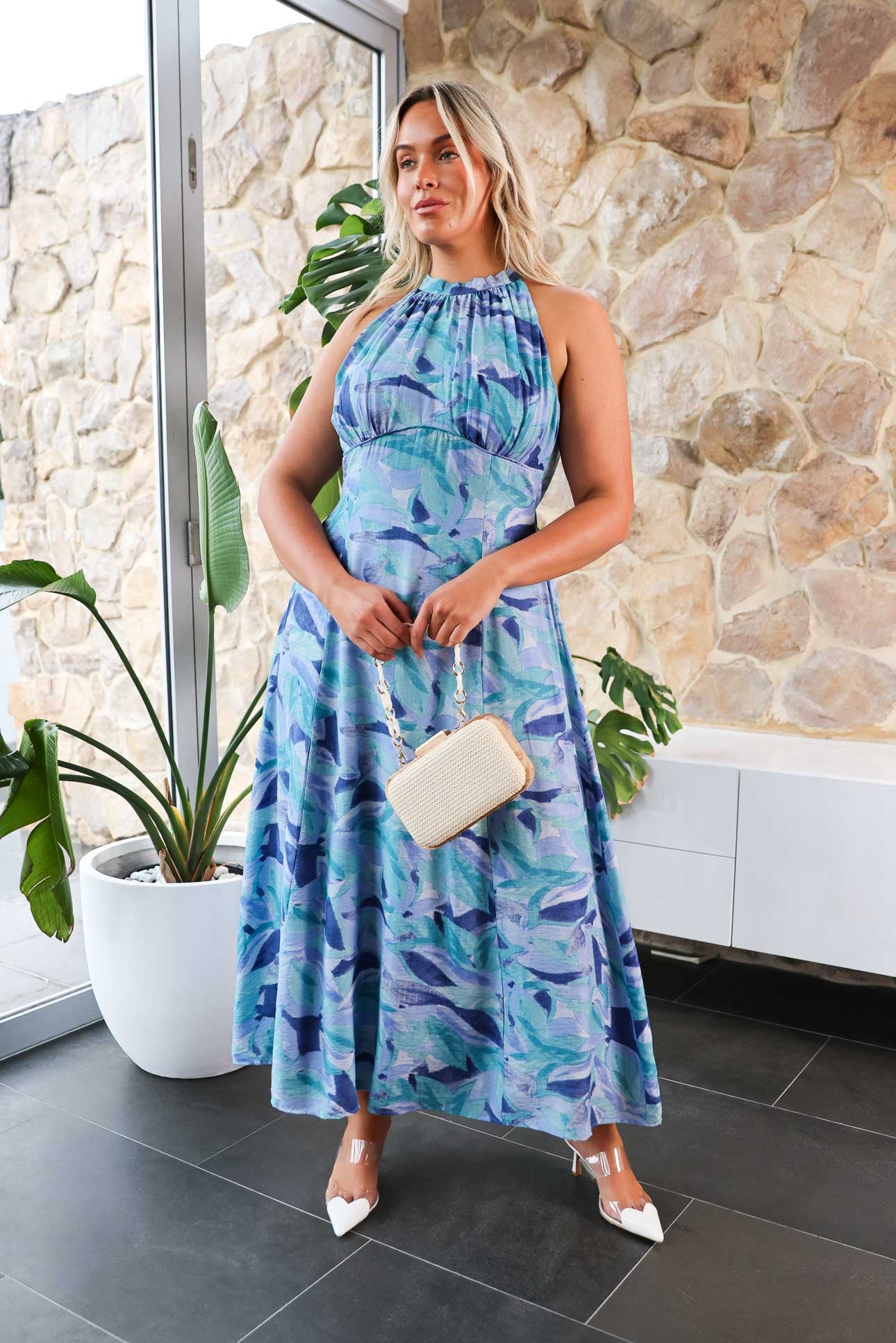 Zariko Maxi Dress - Blue Multi Print