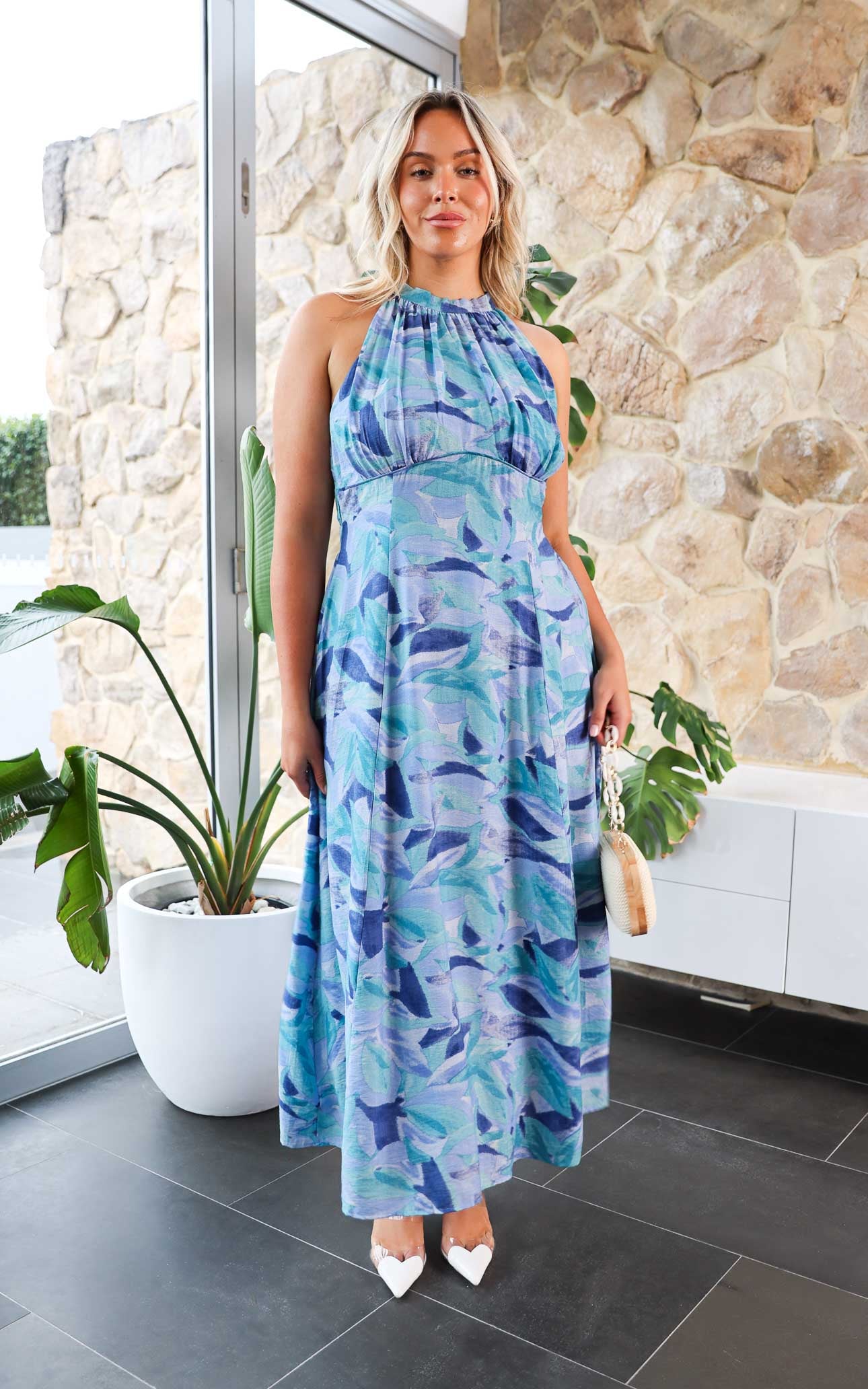 Zariko Maxi Dress - Blue Multi Print