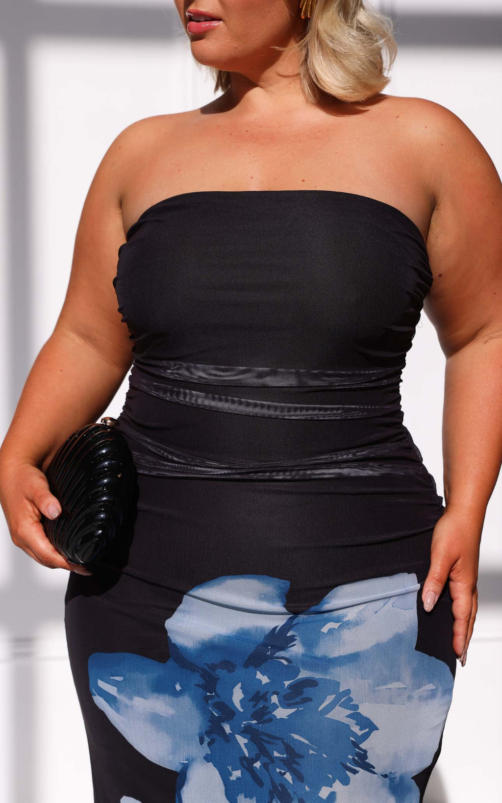 Zephara Mesh Maxi Dress - Black Navy Floral