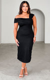 Zephy Lace Midi Dress - Black