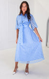 Zoeva Maxi Dress - Light Blue Check Organza