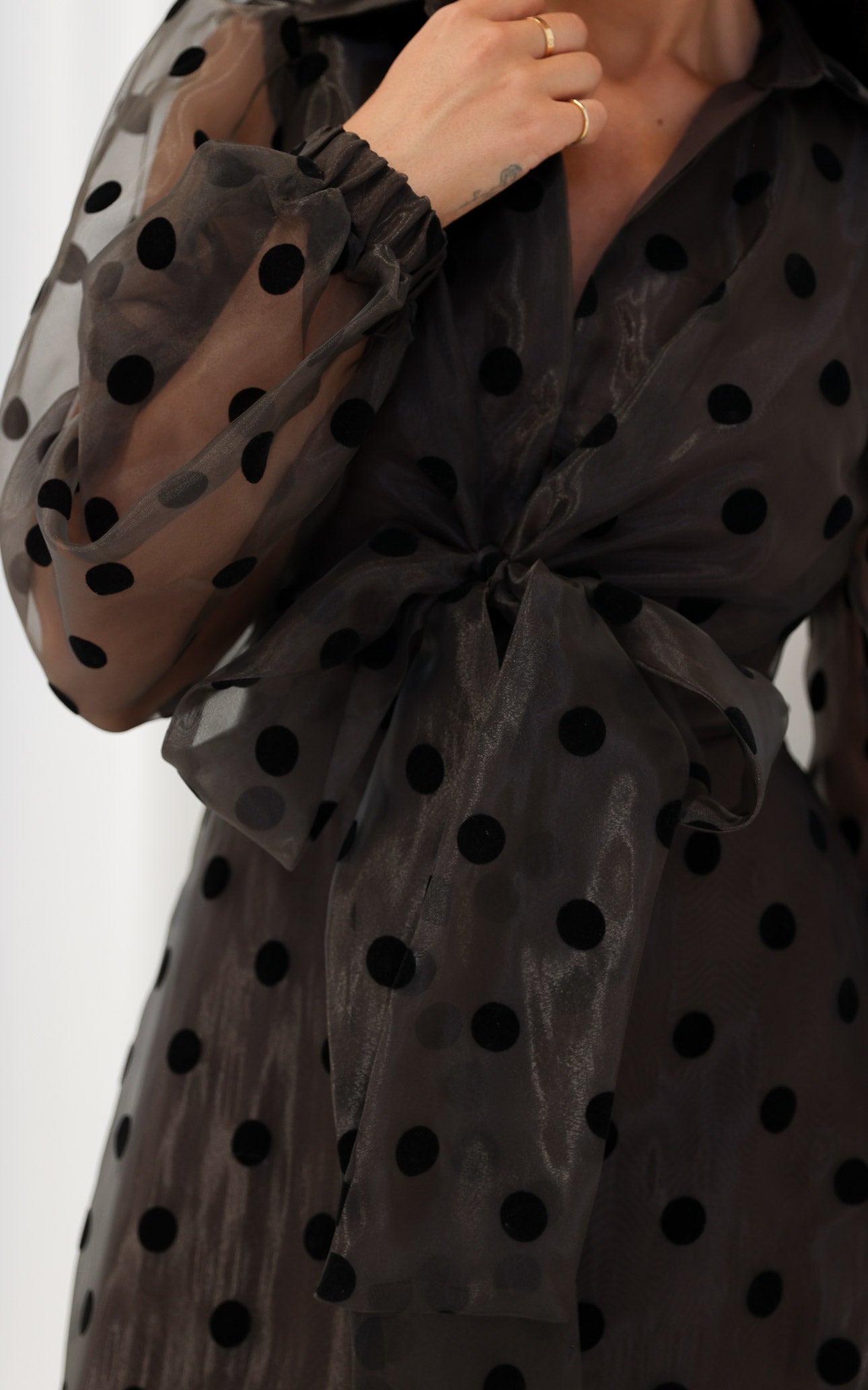 Zoeva Long Sleeve Maxi Dress - Dark Brown Polka Dot