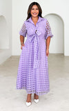 Zoeva Maxi Dress - Lilac Check Organza