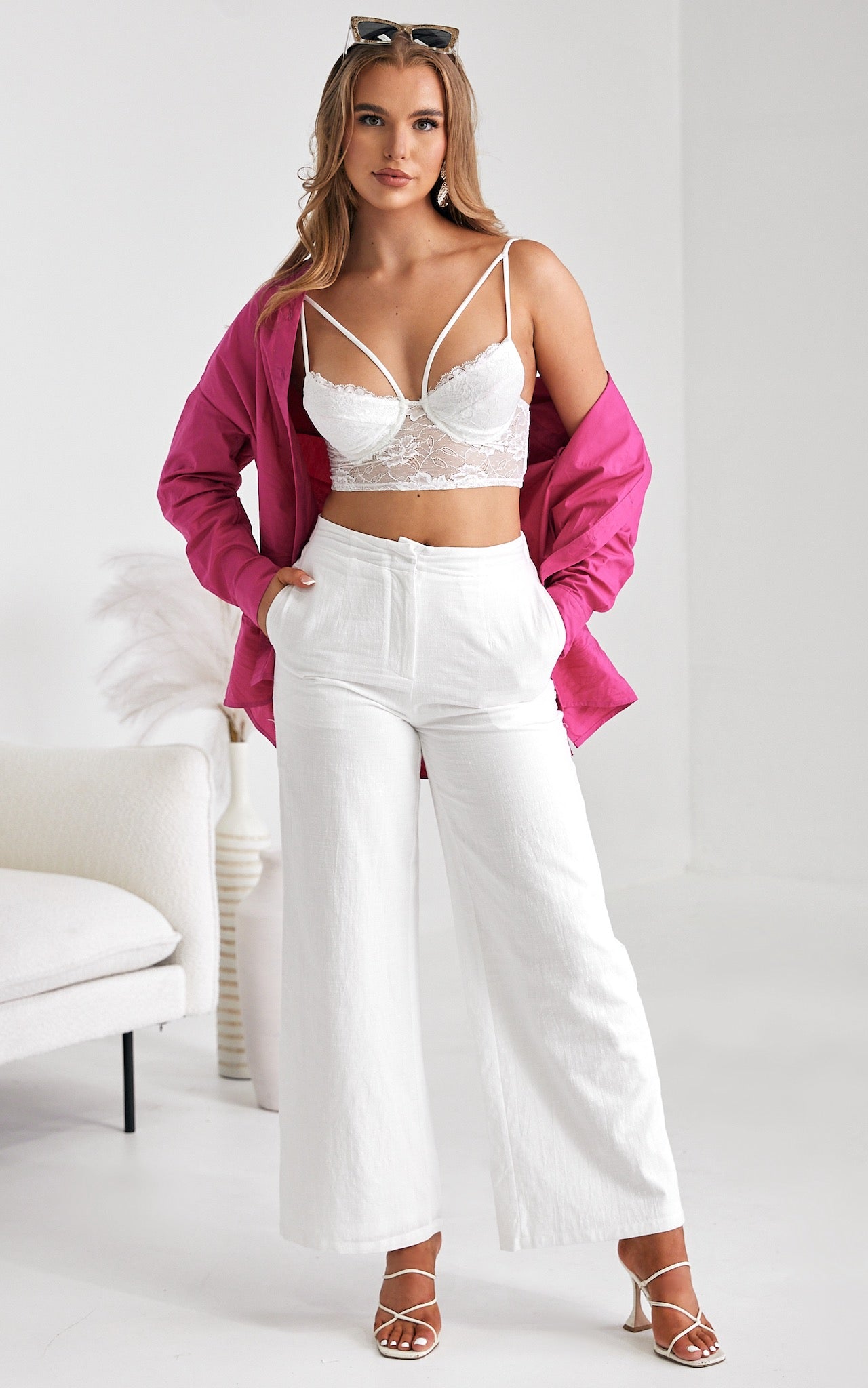 Daya Wide Leg Pants - White