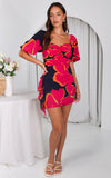 Zuri Mini Dress - Black Pink Floral