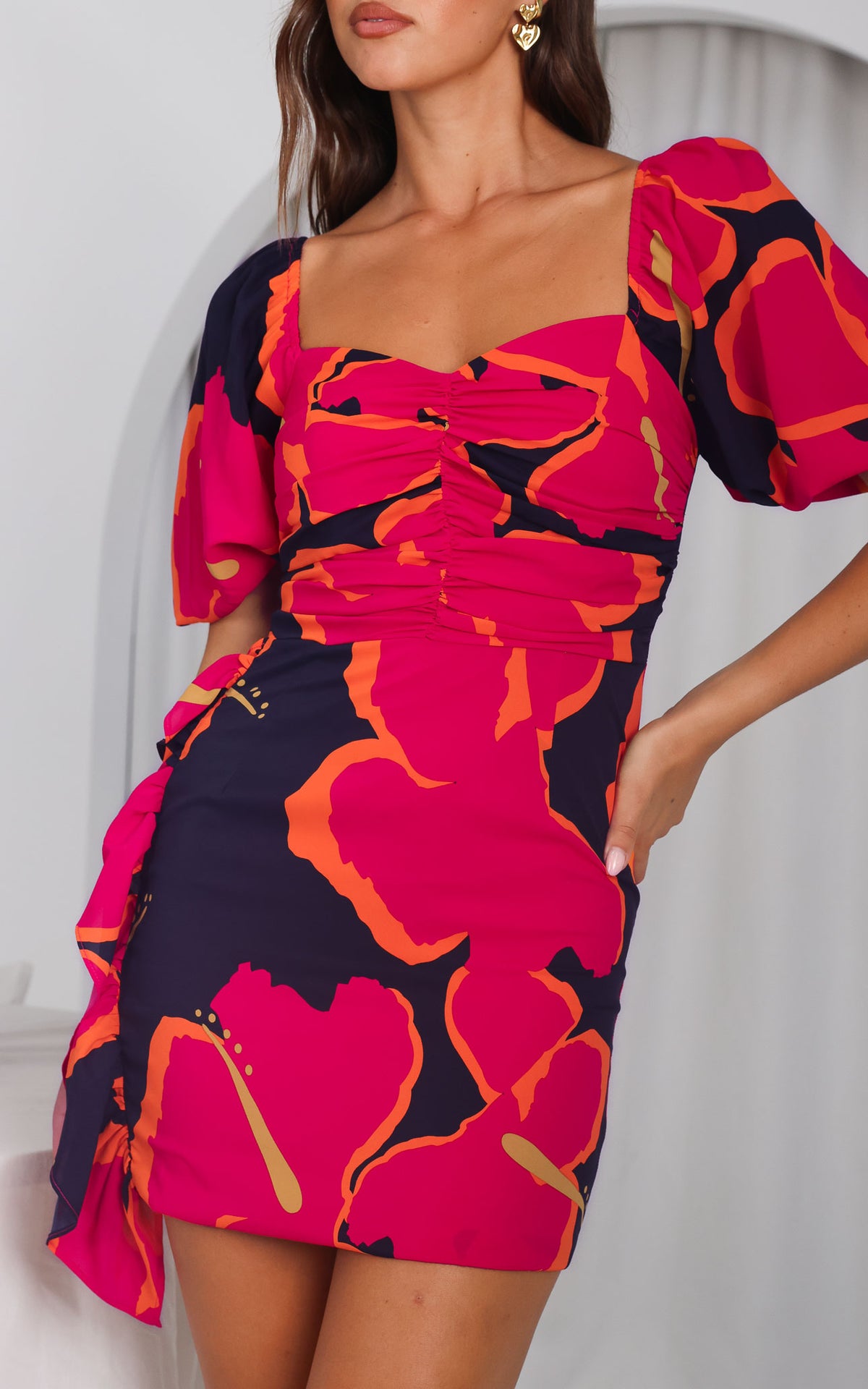 Zuri Mini Dress - Black Pink Floral