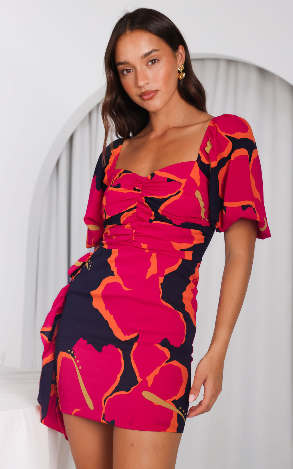 Zuri Mini Dress - Black Pink Floral