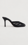 Ziva Mesh Mule Heels - Black Diamante