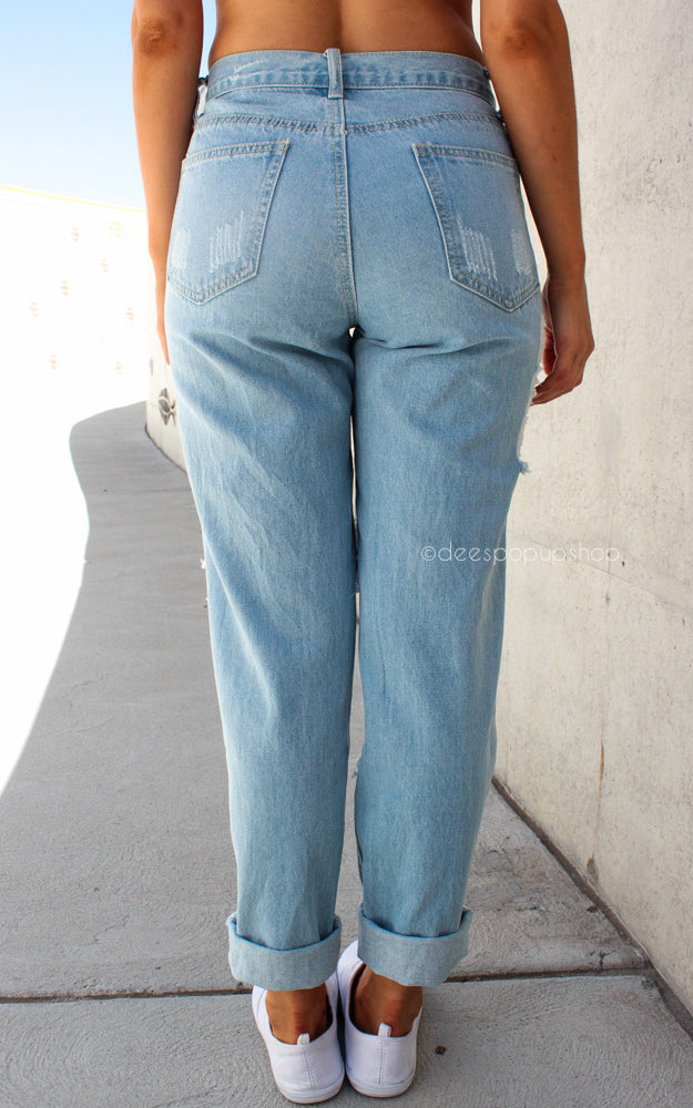 Destruction Denim Jeans - Light Blue