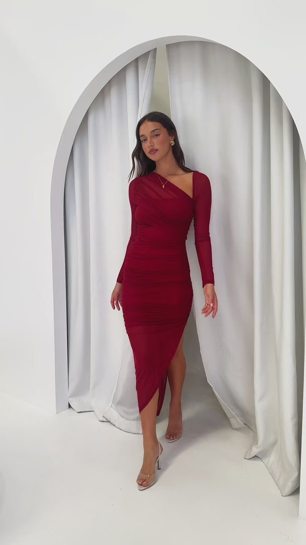 Batalon Mesh Maxi Dress - Wine