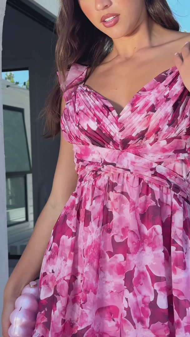 Tenzin Maxi Dress - Pink Magenta Floral