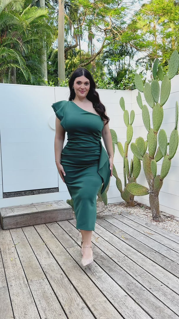 Jacee Midi Dress - Forest Green