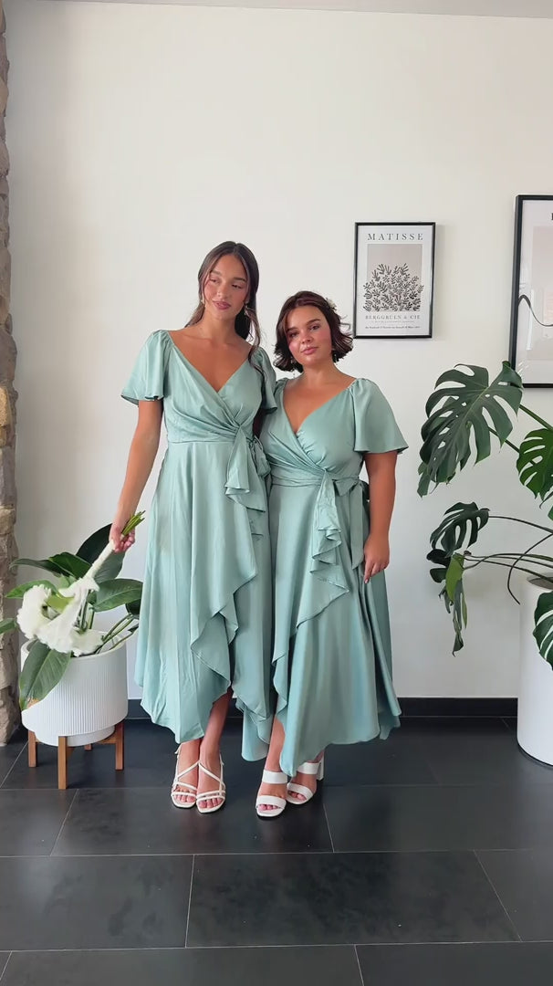 Rossetti Short Sleeve Wrap Maxi Dress - Sage