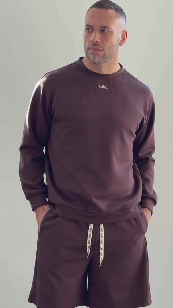 Tobi Unisex Crew Neck Jumper - Chocolate Brown