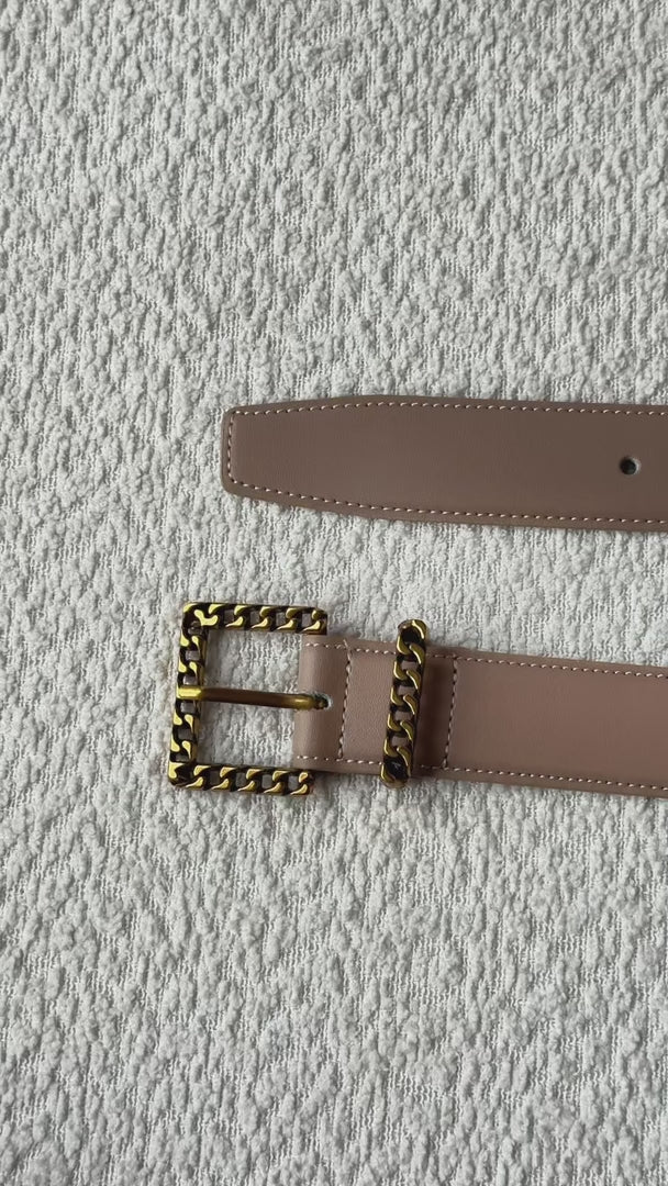 Venty Belt - Taupe Chain Square