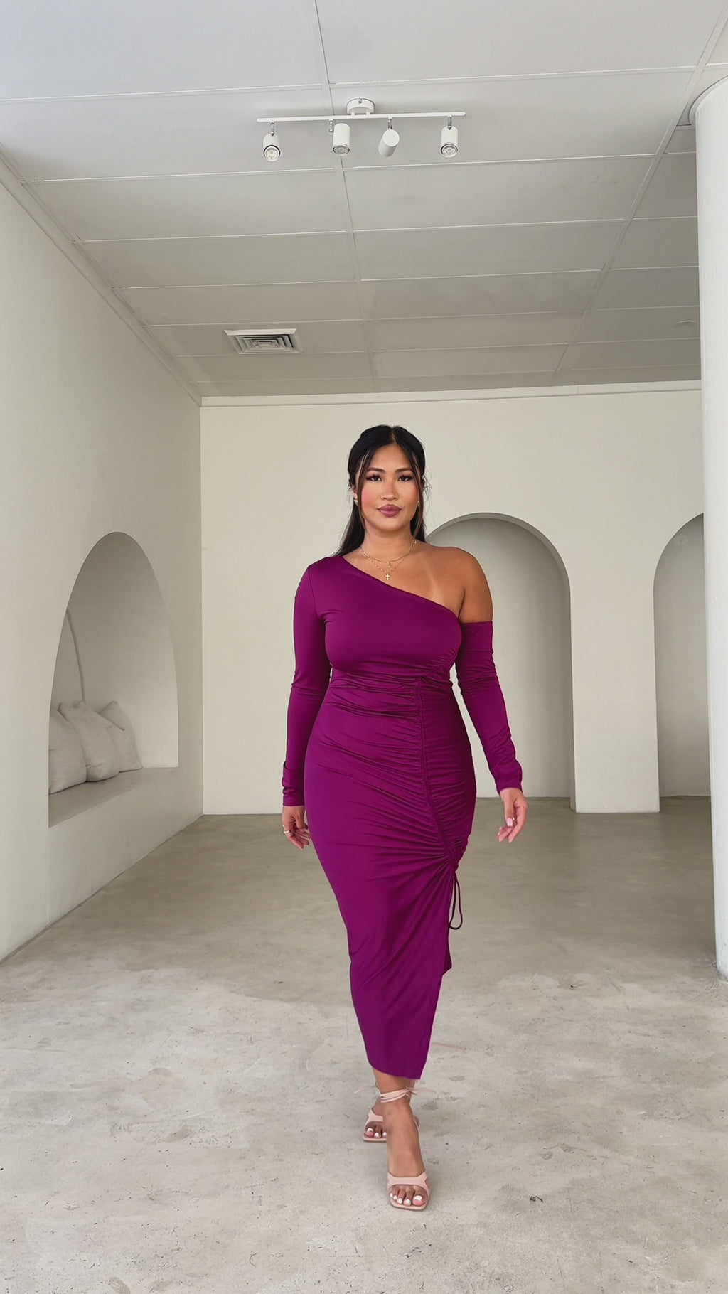 Sarah Midi Dress - Purple Plum