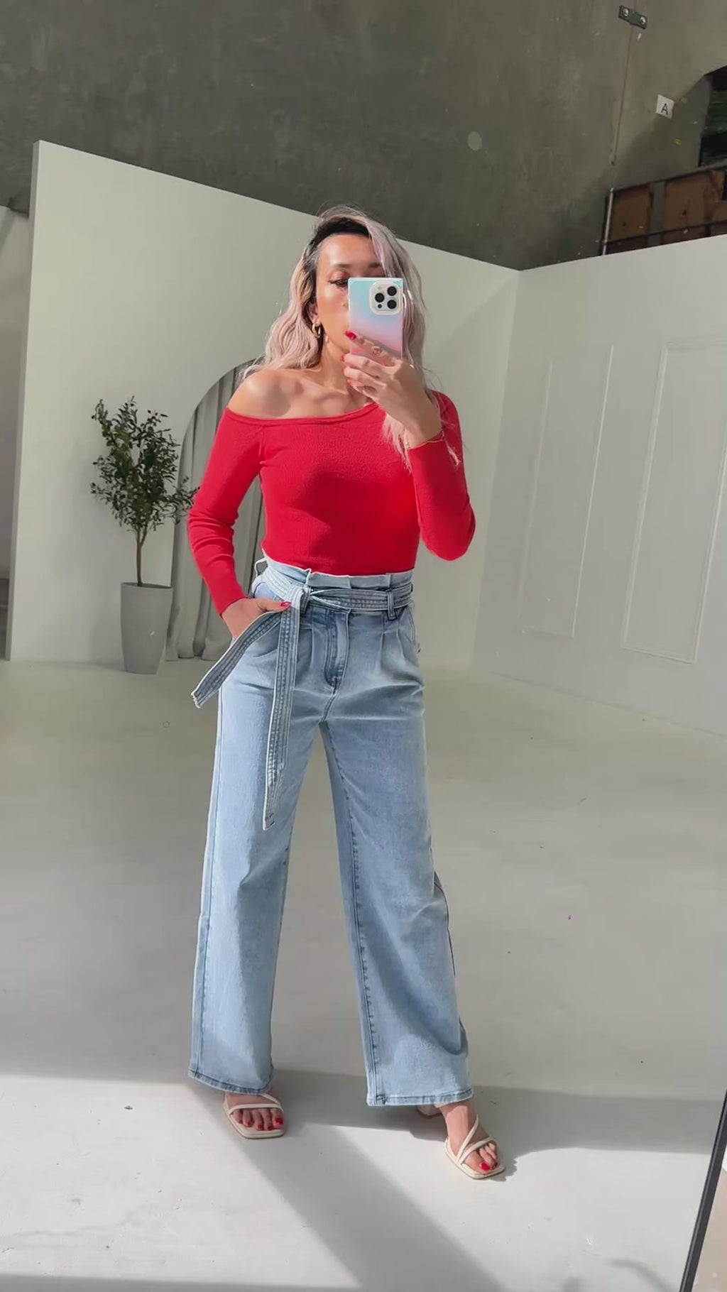 Maribell Wide Leg Jeans - Light Blue