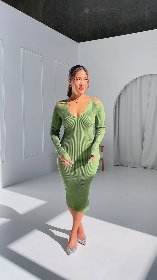 Aziza Knit Midi Dress - Apple Green