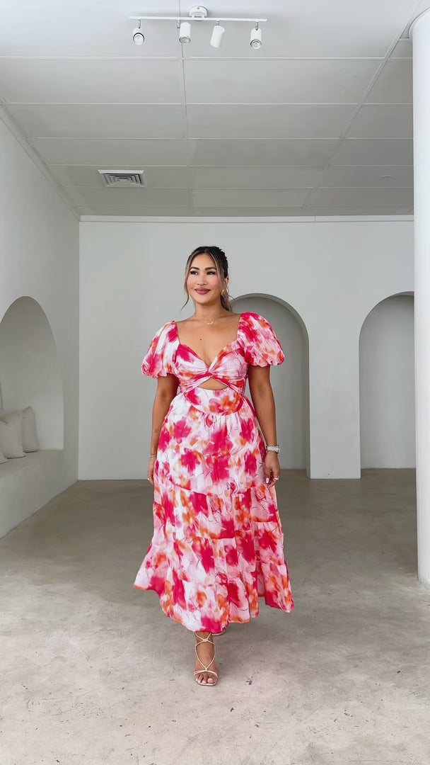 Bretta Maxi Dress - Red Orange Floral