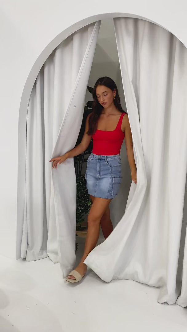 Chester Denim Mini Skirt - Light Blue