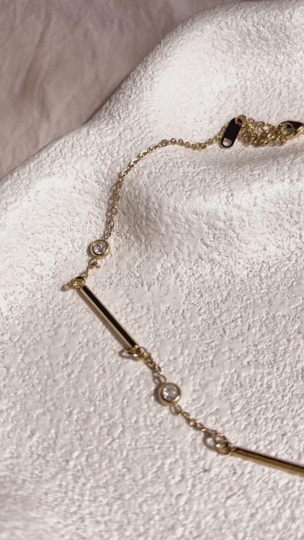 Ginnie Necklace - Gold Bar Diamante