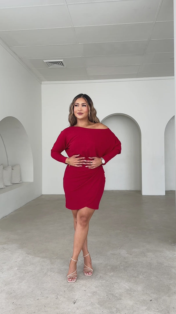 Kaleb Mini Dress - Red Metallic