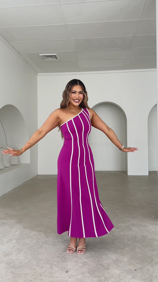 Finlee Maxi Dress - Purple Plum White