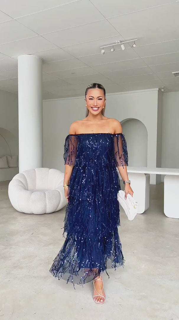 Fantango Maxi Dress - Navy Sequin