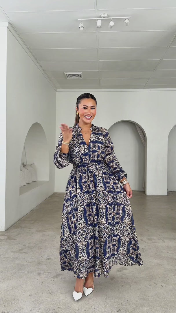 Harriet Maxi Dress - Navy Print