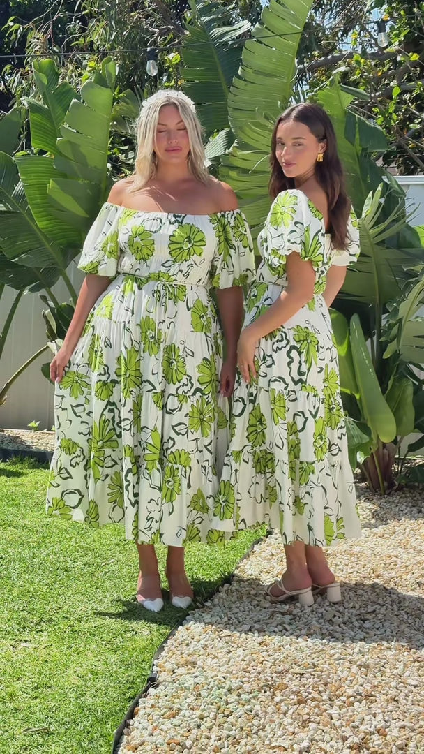 Zanetti Maxi Dress - White Green Floral