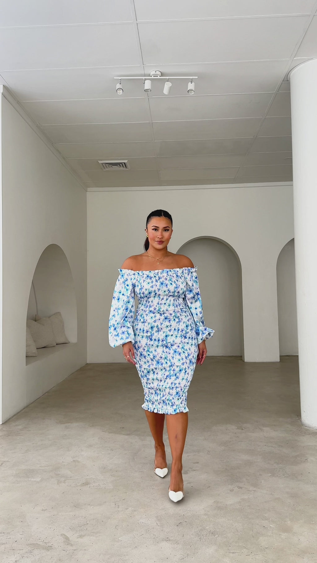 Alicia Midi Dress - Blue Purple Floral