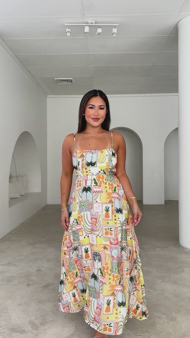 Anafi Maxi Dress - Orange Vacay Multi Print