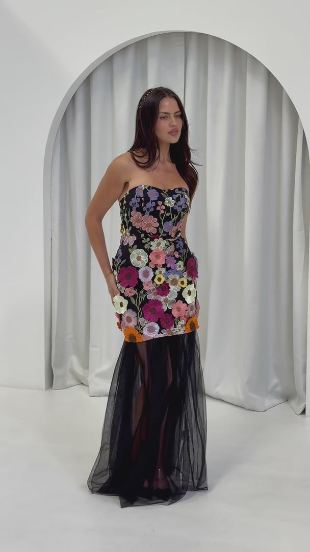 Fleura Maxi Dress - Black Multi Floral