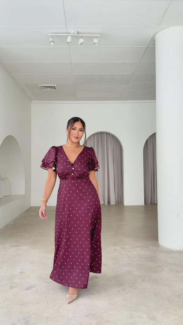 Behati Maxi Dress - Chocolate Brown Cream Diamond