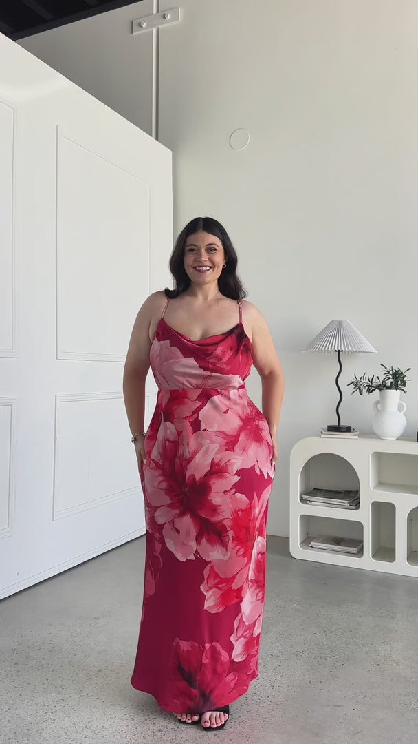Delphine Maxi Dress - Red Floral