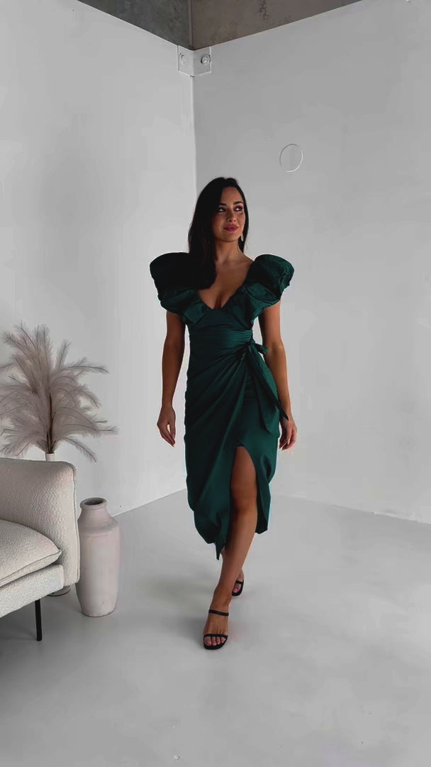Elsie Midi Dress - Emerald Green