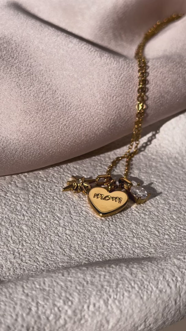 Amette Necklace - Gold Mom Multi Charm