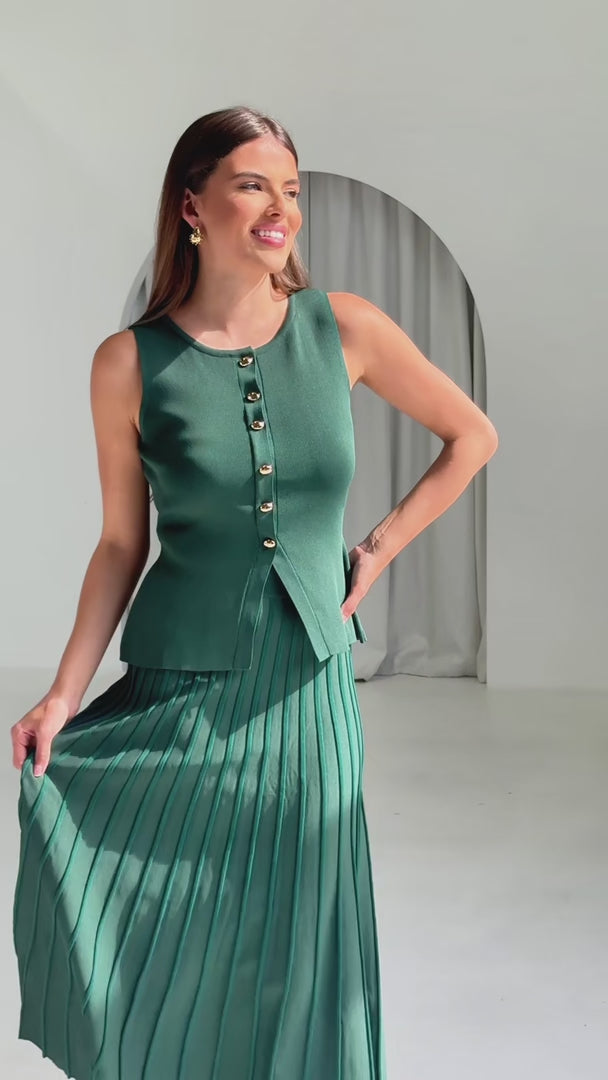 Reuben Knit Midi Skirt - Forest Green