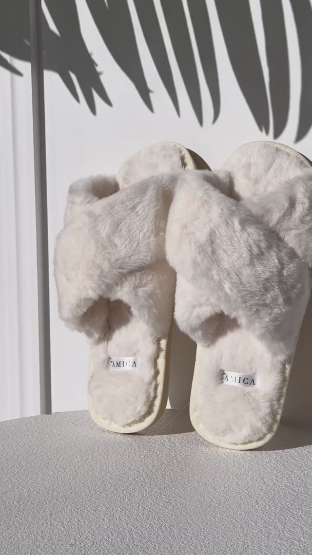 Walk To You Cross Slippers - Cream