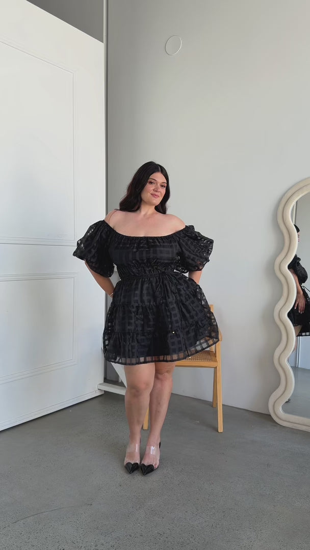 Dasha Mini Dress - Black Check Organza