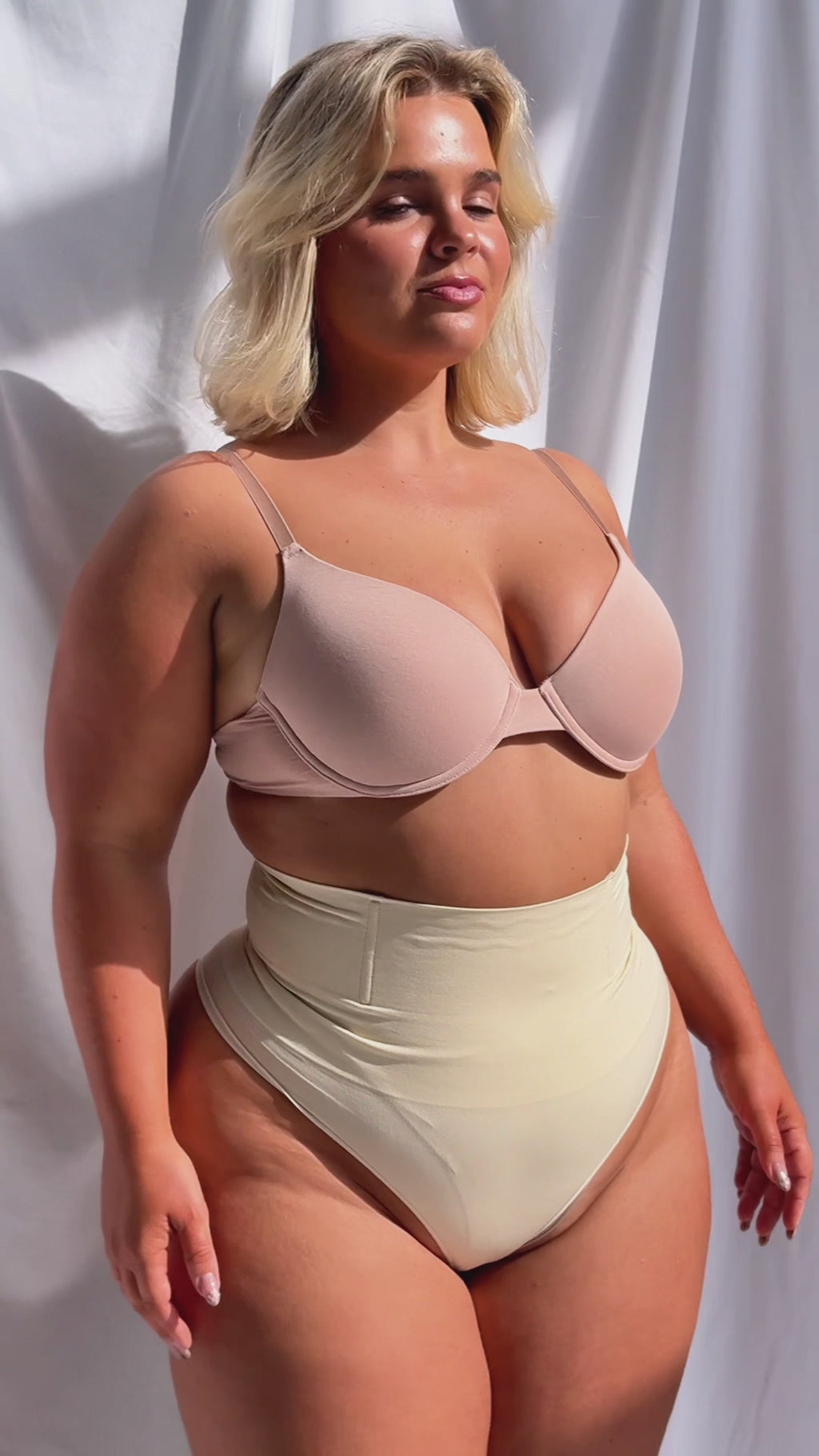 Constance High Waisted Boning Shapewear Gstring - Cool Nude