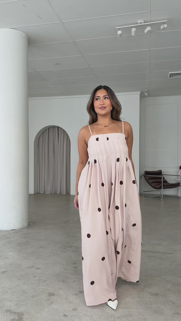 Marie Maxi Dress - Beige Spots