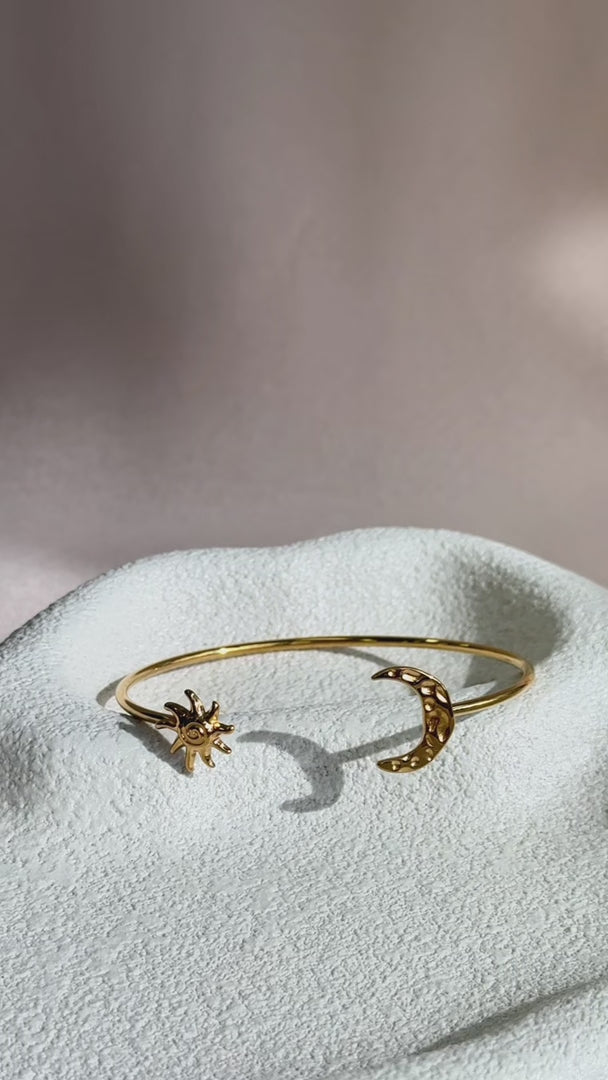 Soluna Cuff Bangle - Gold Sun Moon