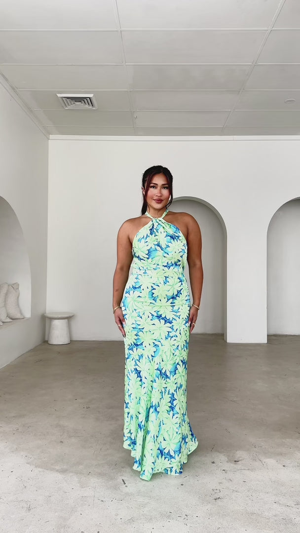 Maeva Maxi Dress - Green Blue Floral